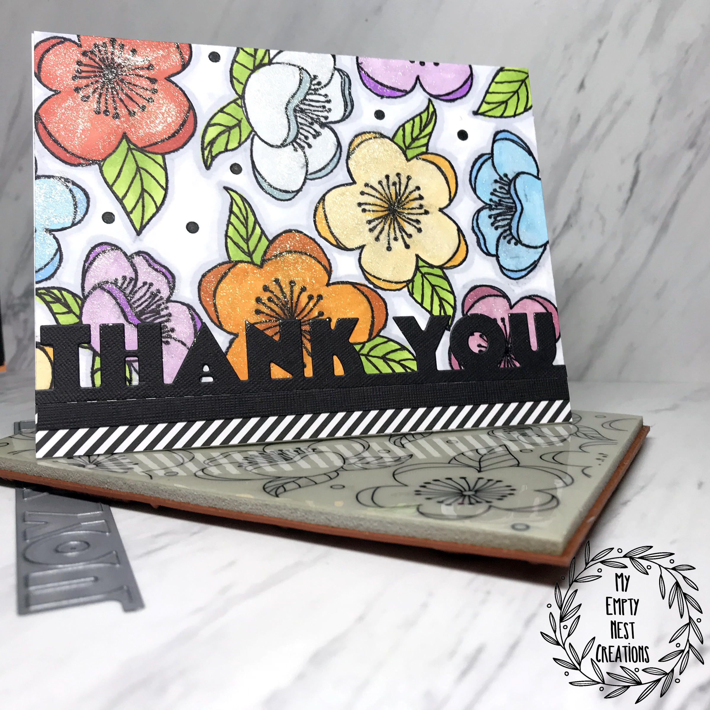 My Empty Nest Creations Hero Arts Floating Blossoms Thank You Card